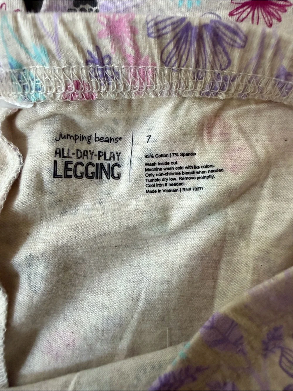 Jumping Beans - Girl’s Cream Leggings with Pink/Purple Floral Pattern
